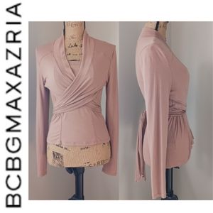 BCBMAXAZARIA Dusty Rose Long Sleeved Wrap Top Size Medium
